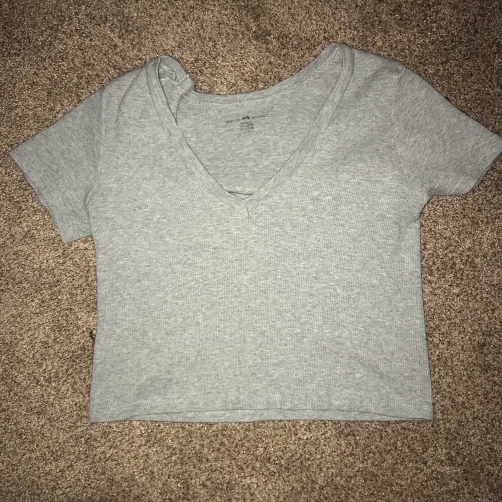 Rare grey brandy melville  v neck crop top